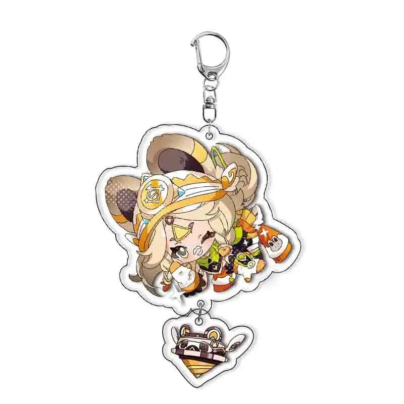 Game Genshin Impact Sethos Mualani Kachina Kinich Emilie Cosplay Keychain Bag Pendant Acrylic Key Chain Keyring Accessories Prop