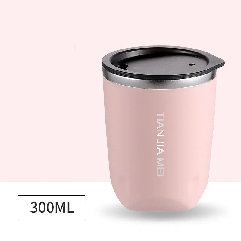 1pc 300ML Thermal Mug Beer Cups Stainless Steel Vacuum Flask Insulated Tumbler Cup with Lid Travel Water Bottle Iced Coffee Cup