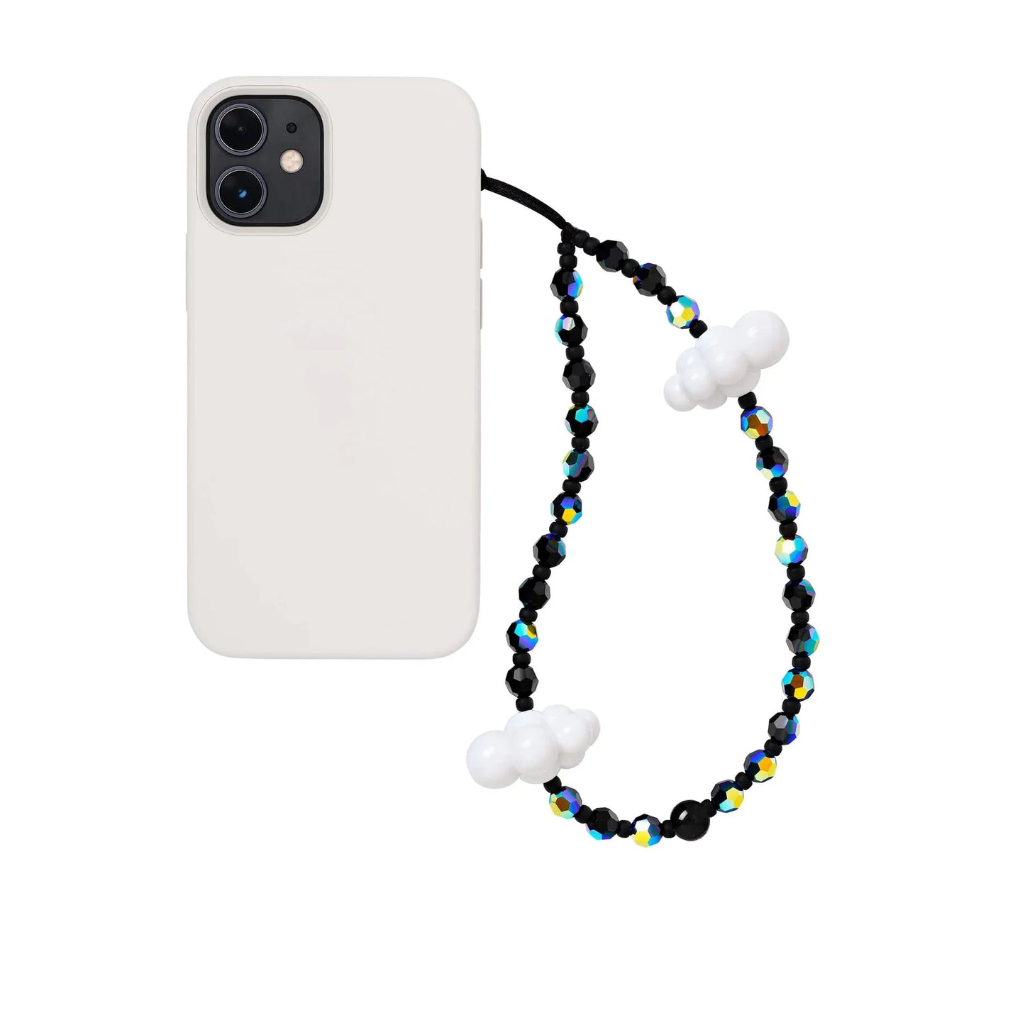 HERLOOK Phone Strap Clouds Faceted Crystal Beads Chain String Phone Charm Cellphone Accesories
