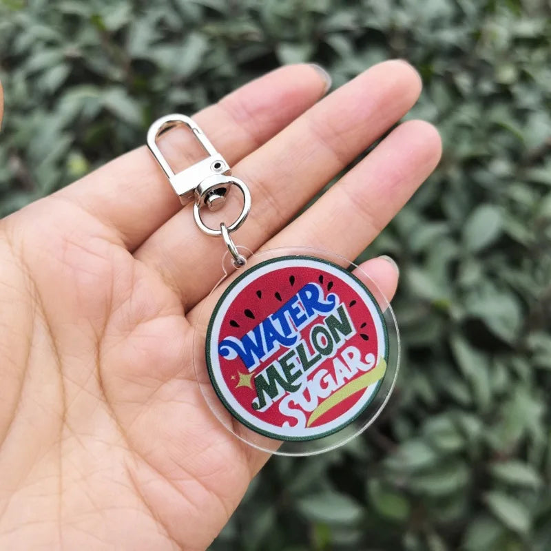 TV Twinkling Watermelon Cosplay Shining Watermelon Key Chain Two-sided Keychain Acrylic Pendant Keyring Accessories Gifts