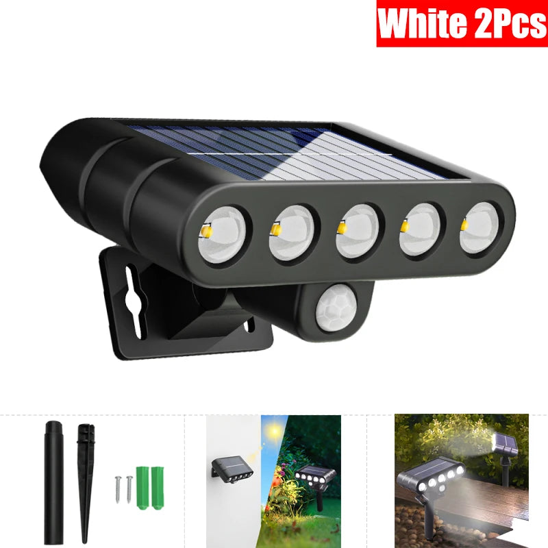 6LED Solar Lights, Outdoor Atmosphere Wall Lamp,Up And Down Light Control for Garden Yard Street Balcony Terrace Camping Decor