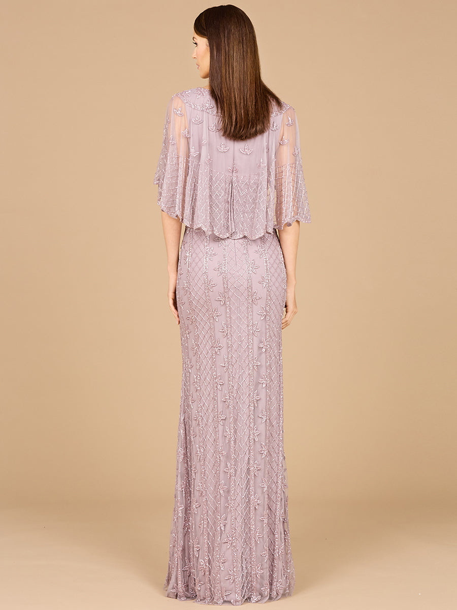 Cape Sleeve Mermaid Gown