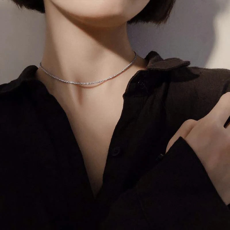 Aazuo 18K White Gold Real Diamonds 2.0ct 35CM Fashion Luxury Necklace for Woman Senior Party Charm Jewelry Gift Real Gold Au750
