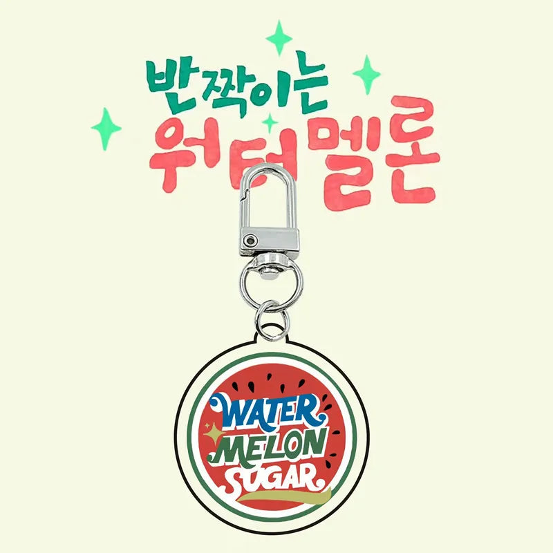 TV Twinkling Watermelon Cosplay Shining Watermelon Key Chain Two-sided Keychain Acrylic Pendant Keyring Accessories Gifts