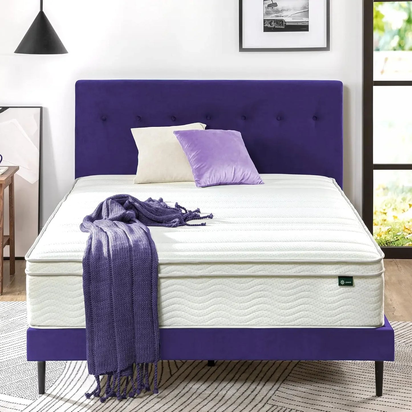 12 Inch Foam and Spring Mattress, Full, CertiPUR-US Certified Foams, Mattress in A Box, White