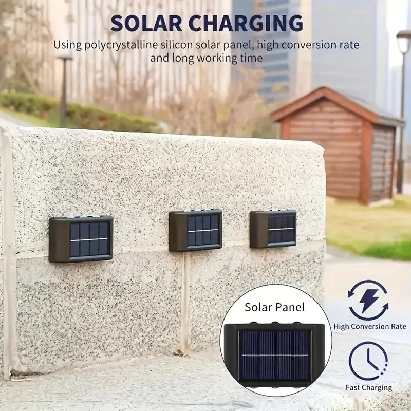 6LED Solar Lights, Outdoor Atmosphere Wall Lamp,Up And Down Light Control for Garden Yard Street Balcony Terrace Camping Decor