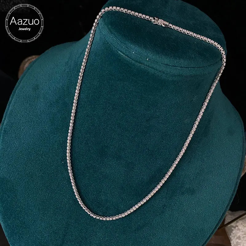 Aazuo 18K White Gold Real Diamonds 2.0ct 35CM Fashion Luxury Necklace for Woman Senior Party Charm Jewelry Gift Real Gold Au750