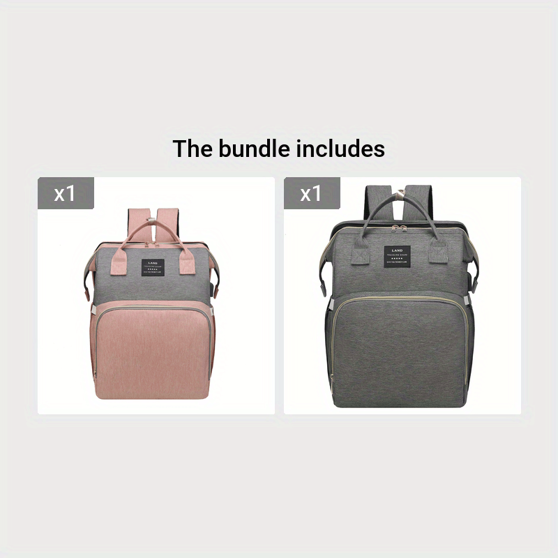 Lamroro Moire Diaper Bag Backpack, Soft Shell, Multifunctional, Large Capacity, Travel Backpack with Changing Station, Sunshade, Breathable Mosquito Net, Zipper Closure, Mixed Color, Polyester Fiber, with Utility Pocket, for