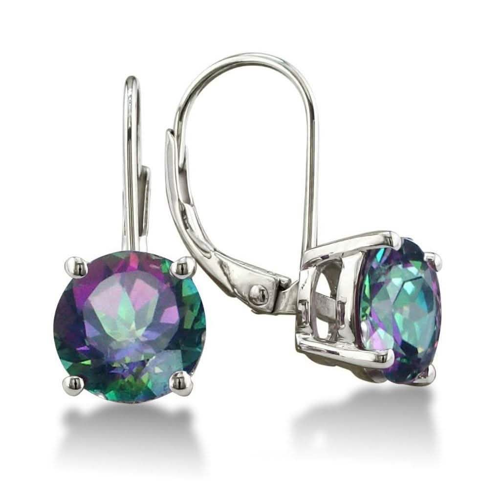 3.50 CTTW Genuine Rainbow Topaz Leverback Earrings