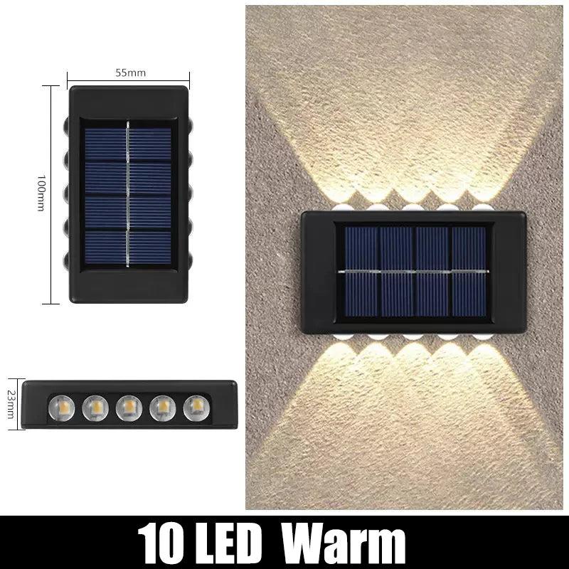 6LED Solar Lights, Outdoor Atmosphere Wall Lamp,Up And Down Light Control for Garden Yard Street Balcony Terrace Camping Decor