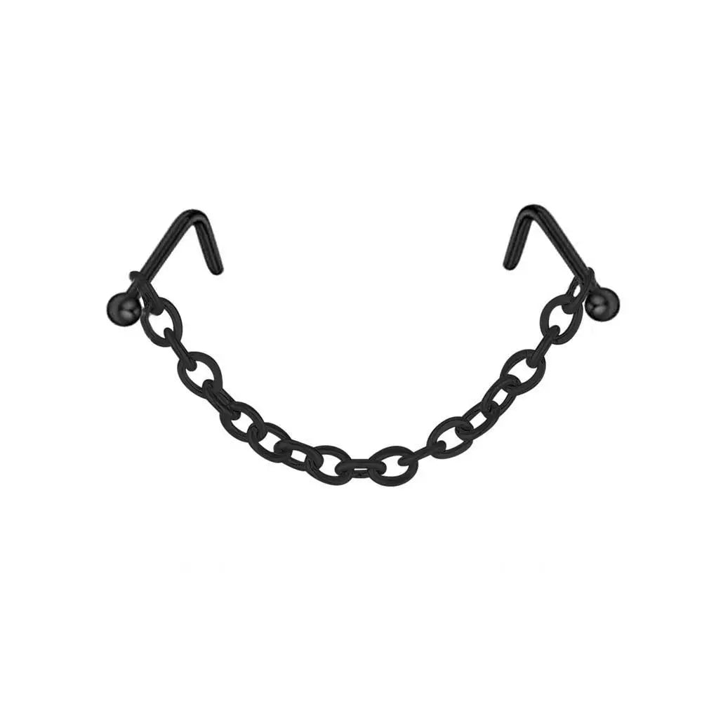 Double Nose Chain Nostril Ball Stainless Steel Nose Stud Decoration Earrings Piercing Nariz Pircing Septum Nose Piercing Ring