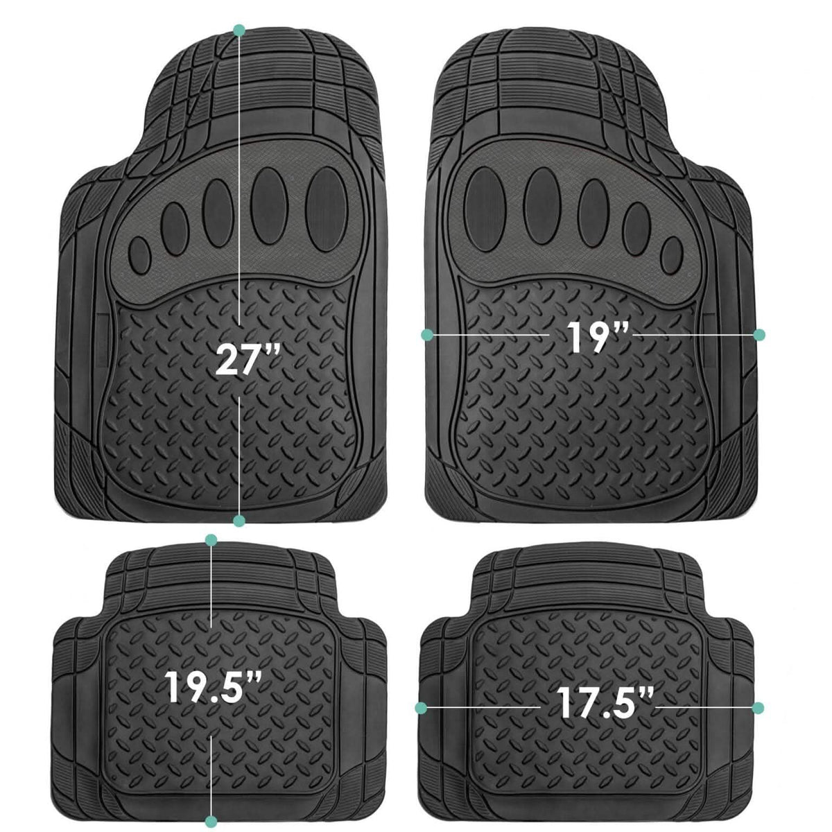 4-Piece Set: Trimmable ClimaProof™ Non-Slip Rubber Floor Mats With Footprint Design