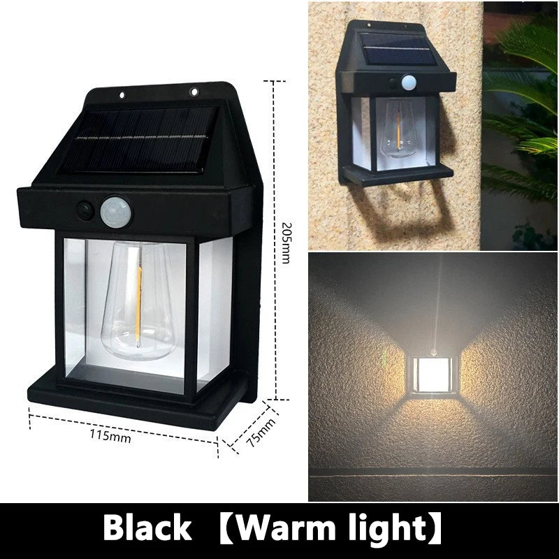Outdoor Solar Tungsten Wall Light with Motion Sensor IP65 Waterproof LED Safety Light for Patio Outdoor Deck Porch Barn Garage