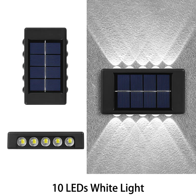 6LED Solar Lights, Outdoor Atmosphere Wall Lamp,Up And Down Light Control for Garden Yard Street Balcony Terrace Camping Decor