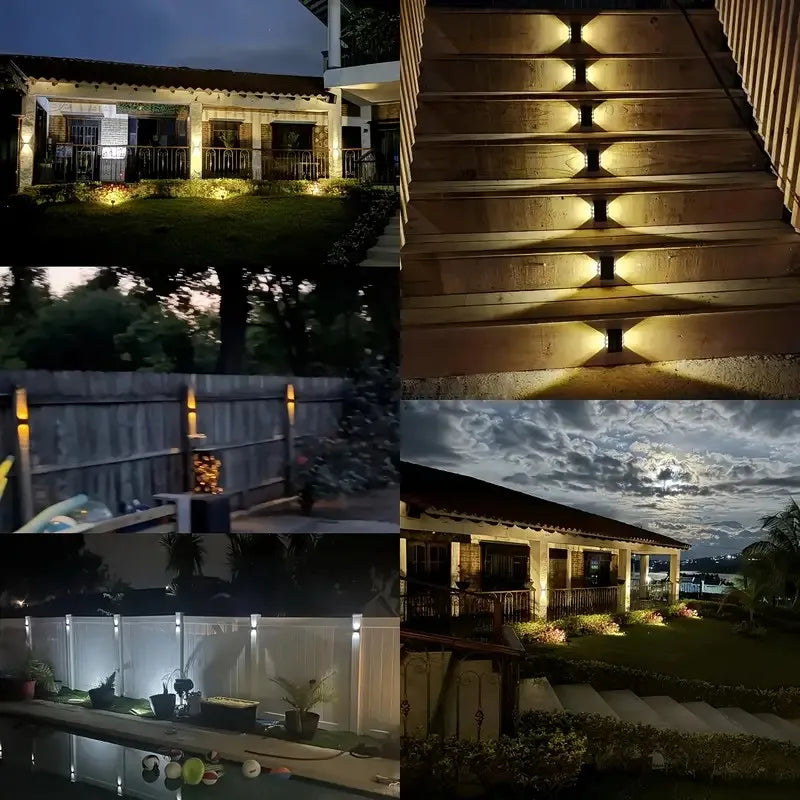 6LED Solar Lights, Outdoor Atmosphere Wall Lamp,Up And Down Light Control for Garden Yard Street Balcony Terrace Camping Decor