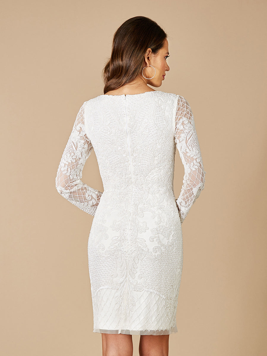 Lara Carla Long Sleeve Beaded Lace Mini Dress