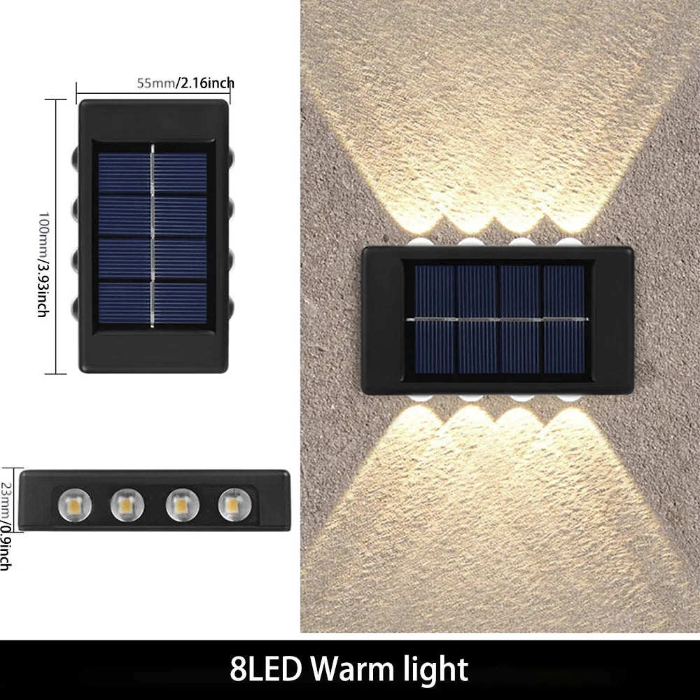 6LED Solar Lights, Outdoor Atmosphere Wall Lamp,Up And Down Light Control for Garden Yard Street Balcony Terrace Camping Decor