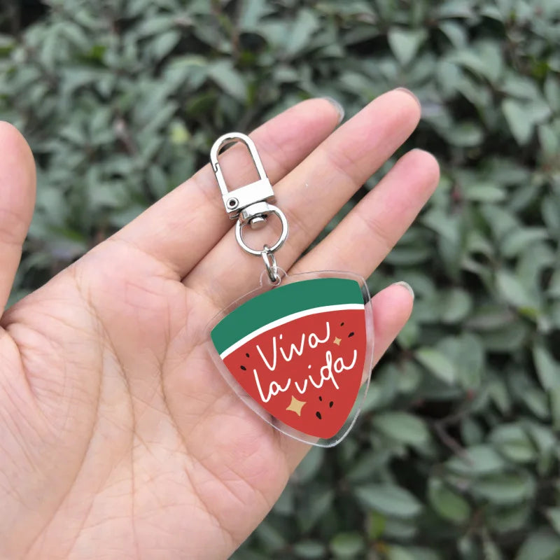 TV Twinkling Watermelon Cosplay Shining Watermelon Key Chain Two-sided Keychain Acrylic Pendant Keyring Accessories Gifts