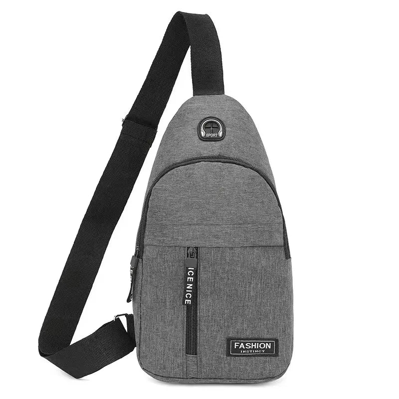 Men's New Nylon Canvas Chest Bag - Casual and Sports Style Single Shoulder Crossbody Bag with Chest Straps