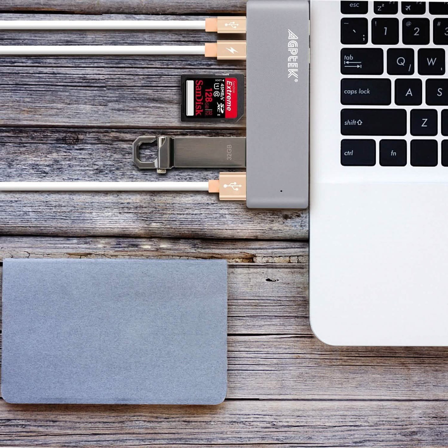 6-in-1 Type-C USB-C Hub Adapter Dual USB 3.0 Port Thunderbolt 3