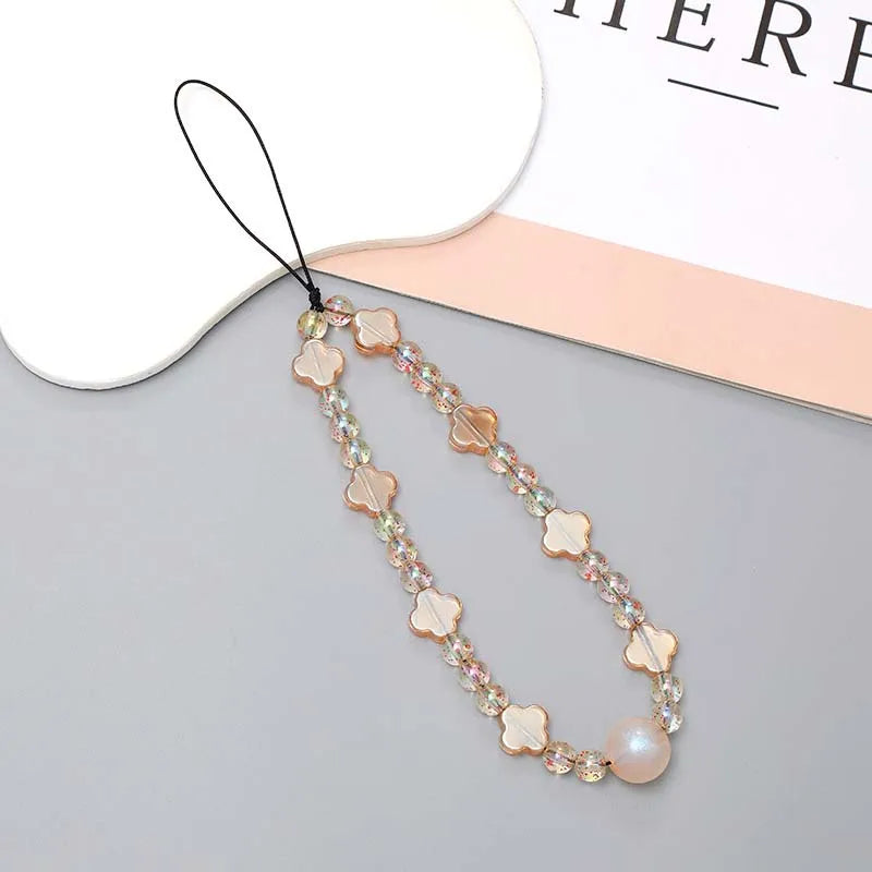 Fashion Crystal Star Beaded Phone Chain Lanyard Jewelry for Women's Personalized Colorful Love Wrist Strap Tellphone Case Rope