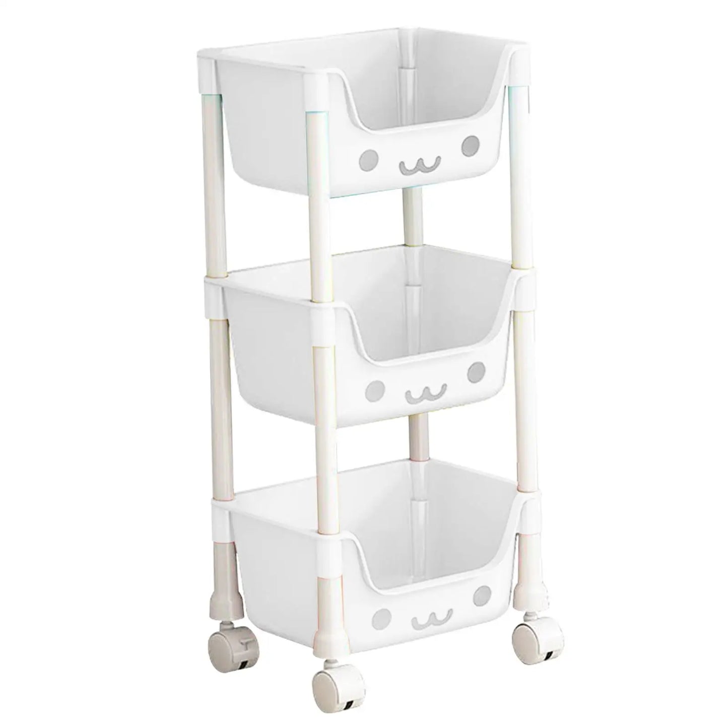 3 Tier Storage Cart Mobile Shelving Unit Organizer 3 Tier Trolley Rack Bathroom Organizer Cart for Kitchen Garage Bedroom Office