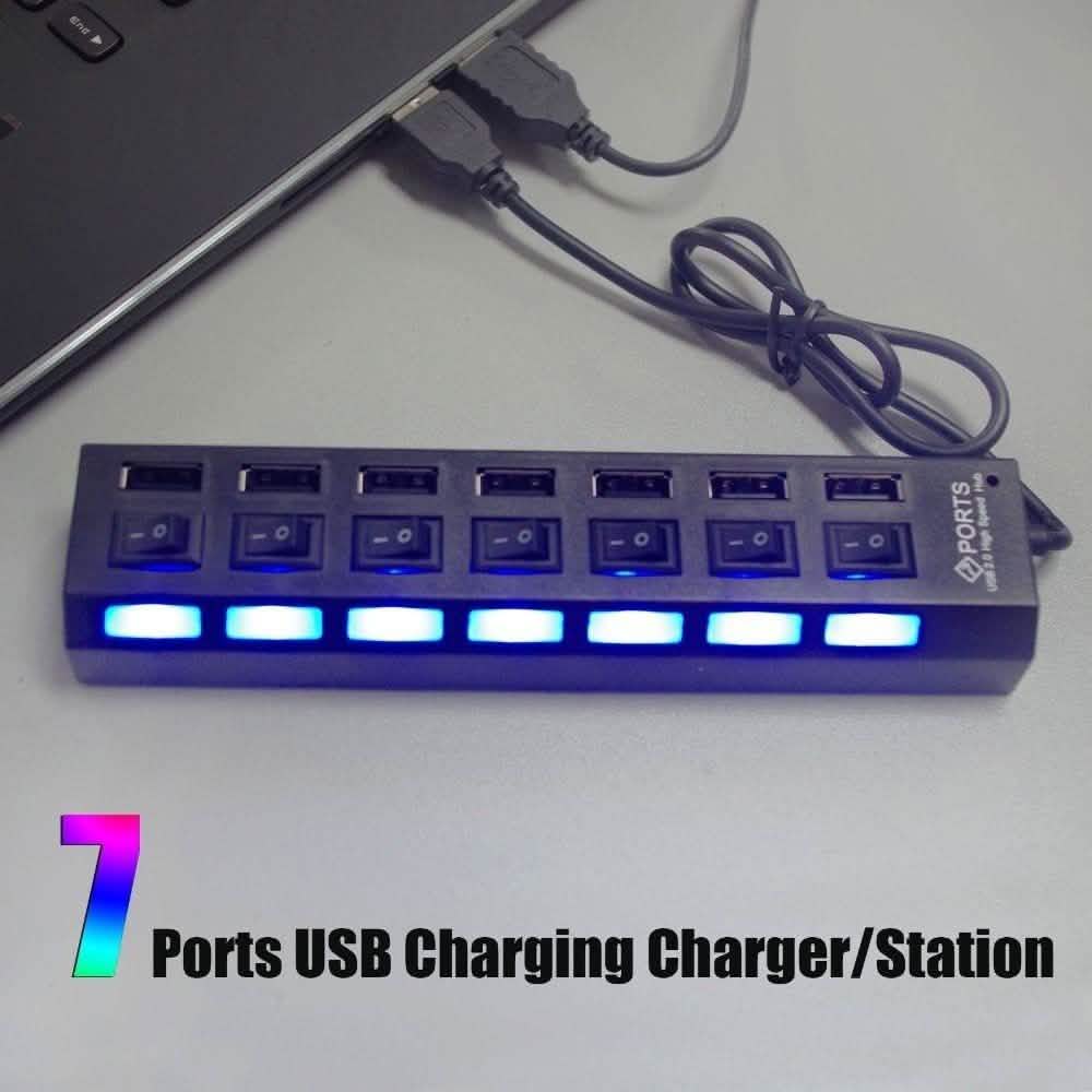 7 Port USB 2.0 Hub High Speed Multiport