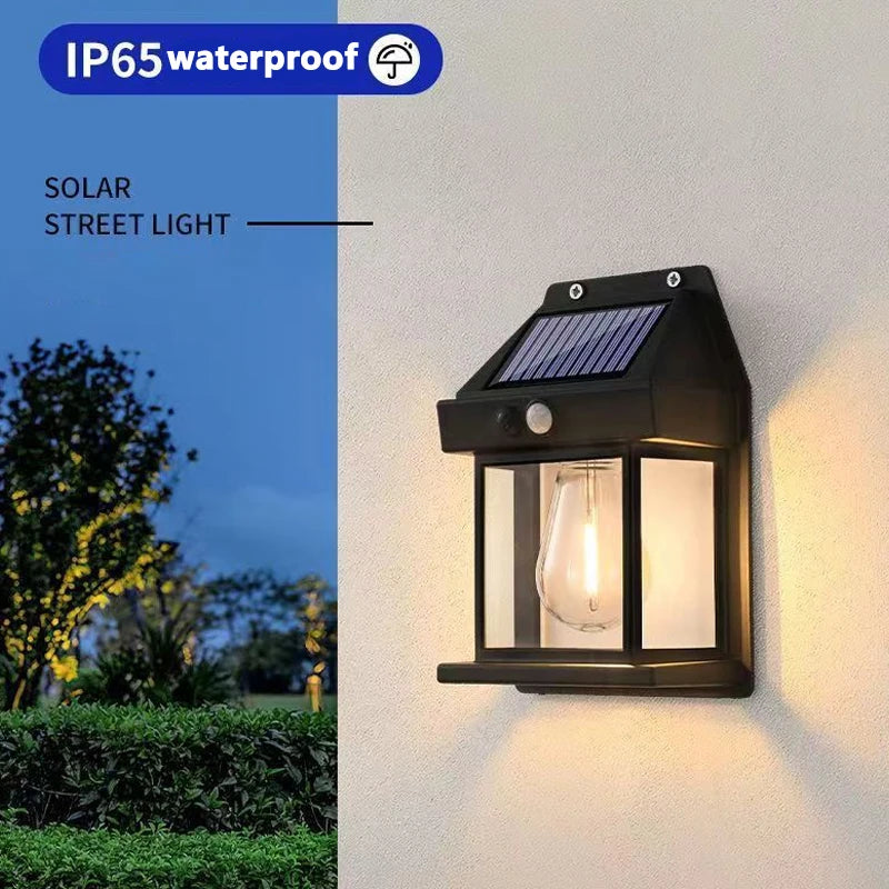 Outdoor Solar Tungsten Wall Light with Motion Sensor IP65 Waterproof LED Safety Light for Patio Outdoor Deck Porch Barn Garage