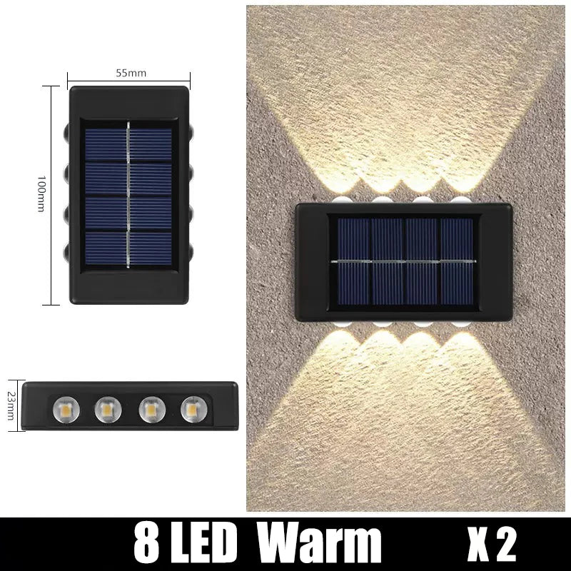 6LED Solar Lights, Outdoor Atmosphere Wall Lamp,Up And Down Light Control for Garden Yard Street Balcony Terrace Camping Decor