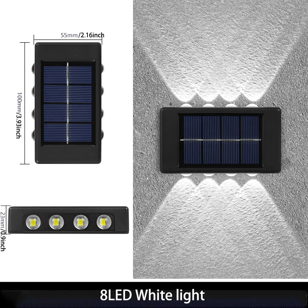 6LED Solar Lights, Outdoor Atmosphere Wall Lamp,Up And Down Light Control for Garden Yard Street Balcony Terrace Camping Decor