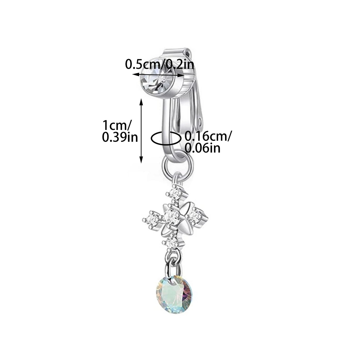 Fake Belly Piercing Sunflower Dangling Long Fake Belly Button Pircing Clip On Umbilical Navel Cartilage Earring Clip Jewelry