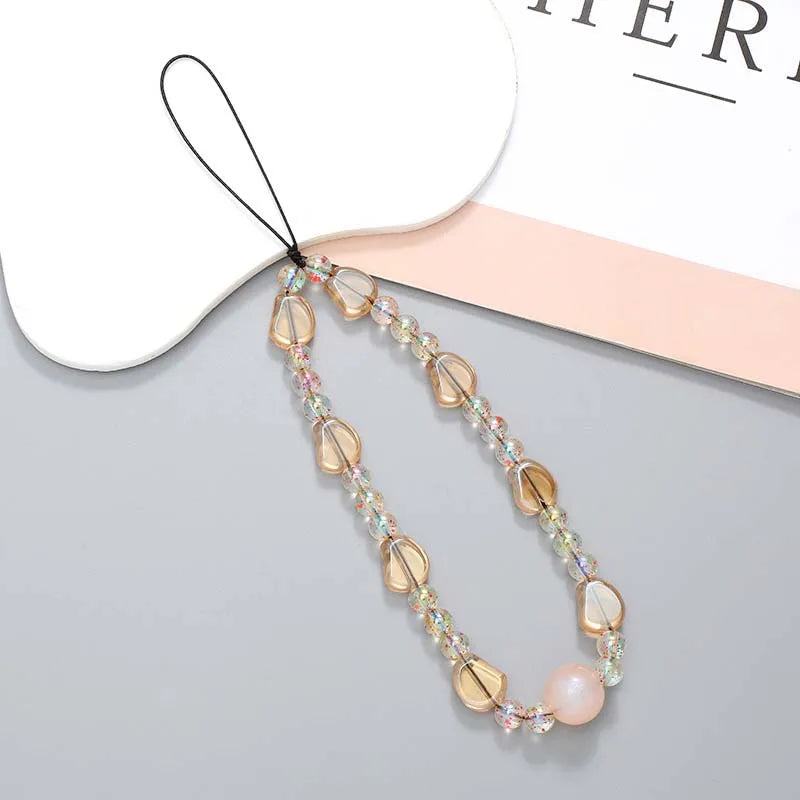 Fashion Crystal Star Beaded Phone Chain Lanyard Jewelry for Women's Personalized Colorful Love Wrist Strap Tellphone Case Rope