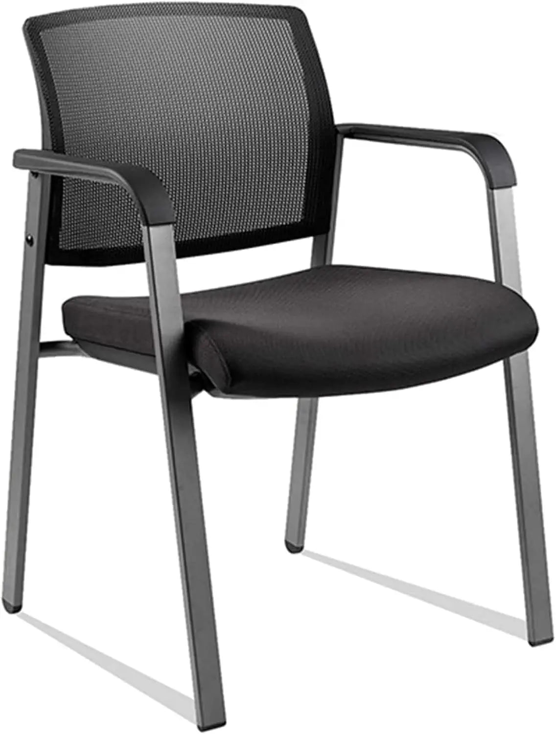 Mesh Back Stacking Arm Chairs with Upholstered Fabric Seat and Ergonomic Lumber Suppor
