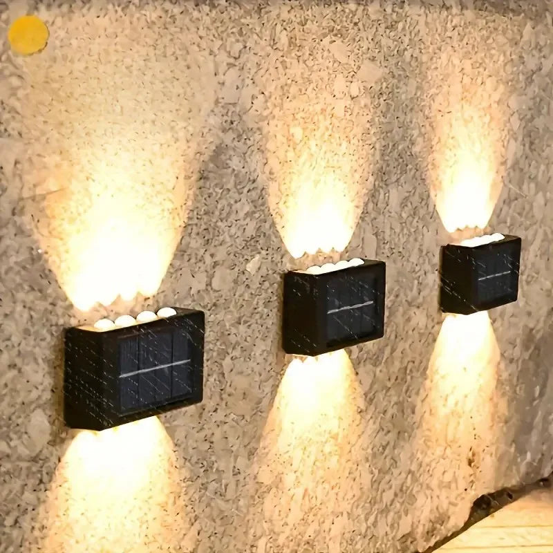 6LED Solar Lights, Outdoor Atmosphere Wall Lamp,Up And Down Light Control for Garden Yard Street Balcony Terrace Camping Decor