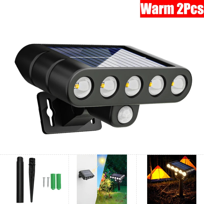6LED Solar Lights, Outdoor Atmosphere Wall Lamp,Up And Down Light Control for Garden Yard Street Balcony Terrace Camping Decor