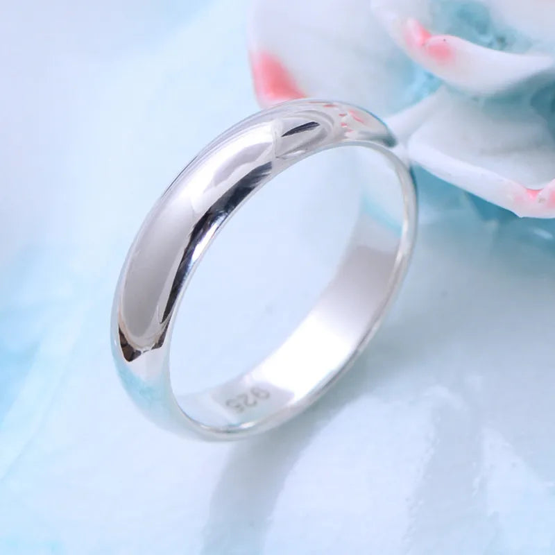 Buyee 925 Sterling Silver Classic Couples Ring Sets Light Polishing Elegant White Ring for Woman Man Wedding Jewelry Circle Sets