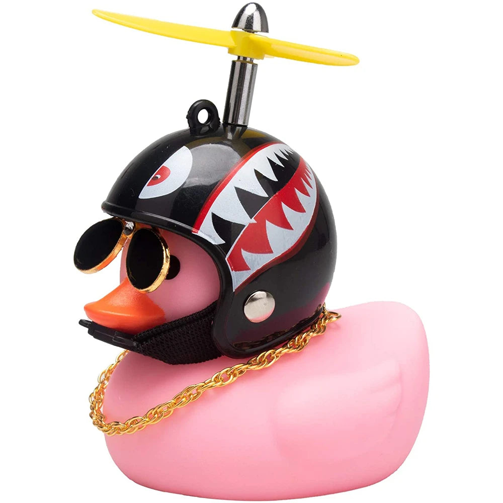 Cute Rubber Duck Toys Kids Toys Helmet Yellow Duck with Glue Propeller Baby Shark Toy Bath Toys Car Ornaments Car Decoration