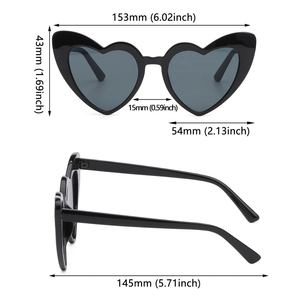 1PC Luxury Heart Shaped Sunglasses Big Frame Love Effect Sun Glasses Retro Women lana del rey Eyewear UV400 Protection