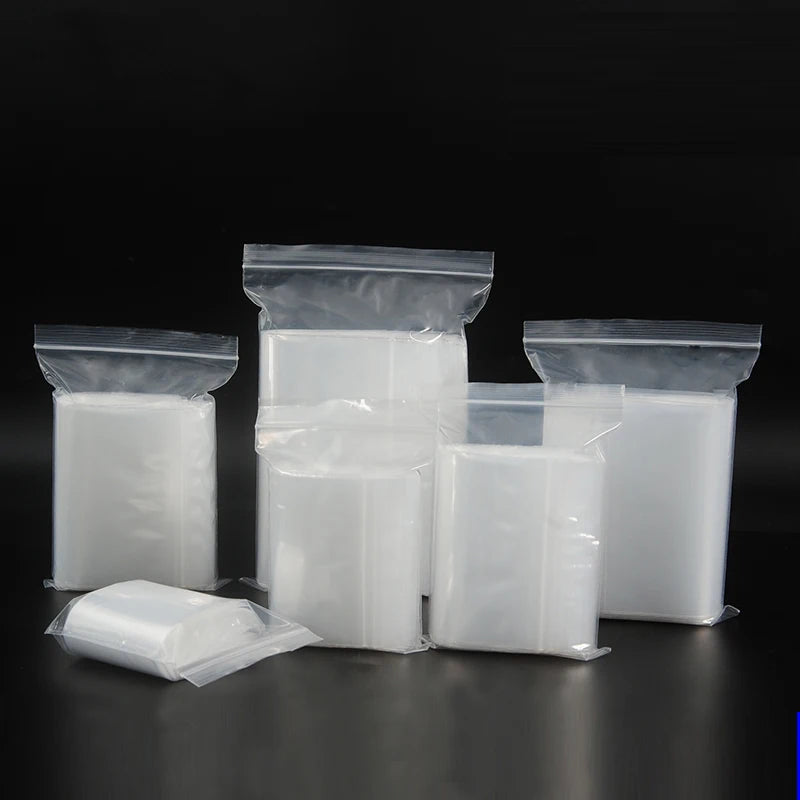 100pcs/lot Thick Transparent Zip lock Bags Clear Ziplock Food package Storage bag Plastic Thick Small Jewelry packing Zip Bags
