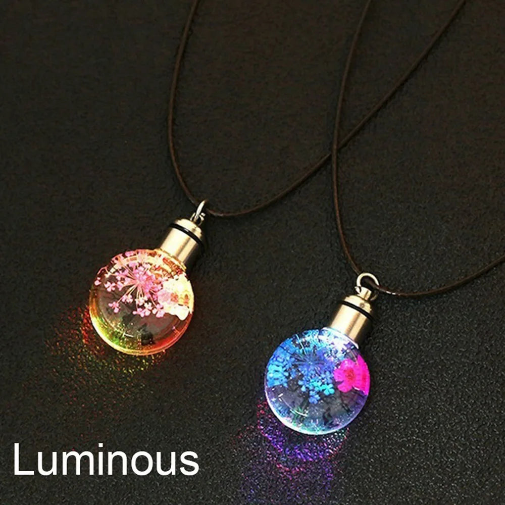 New Luminous Dried Flower Butterfly Glass Ball Car Pendant Car Craft Decoration Pendant Car Interior Decor Car Accessories