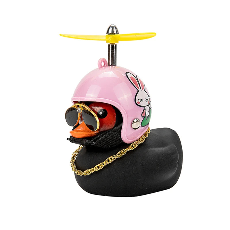 Cute Rubber Duck Toys Kids Toys Helmet Yellow Duck with Glue Propeller Baby Shark Toy Bath Toys Car Ornaments Car Decoration