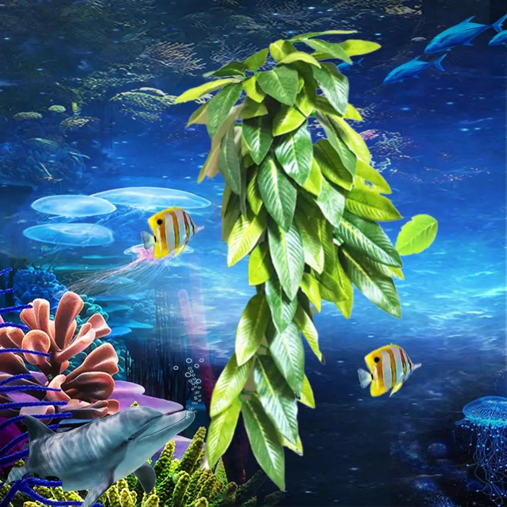Artificial Aquatic Plants Hanging Leaves Rattan Fish Tank Decoration Aquarium Plants Underwater Aquatic Plants Ornamental Decora