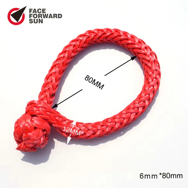Free Shipping Red 6mm*80mm Synthetic Winch Shackle,Soft Shackle for Yacht,UHMWPE Shackle Boat,Sailing,Accessaries