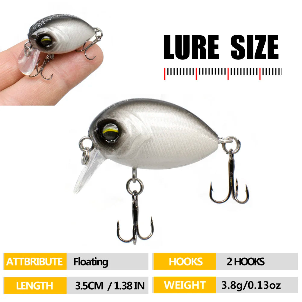 New Peche Japanese Design Hard Fishing Lure 35mm 3.8g Mini Wobblers Crank Bait For Pike Floating Crankbait Pesca