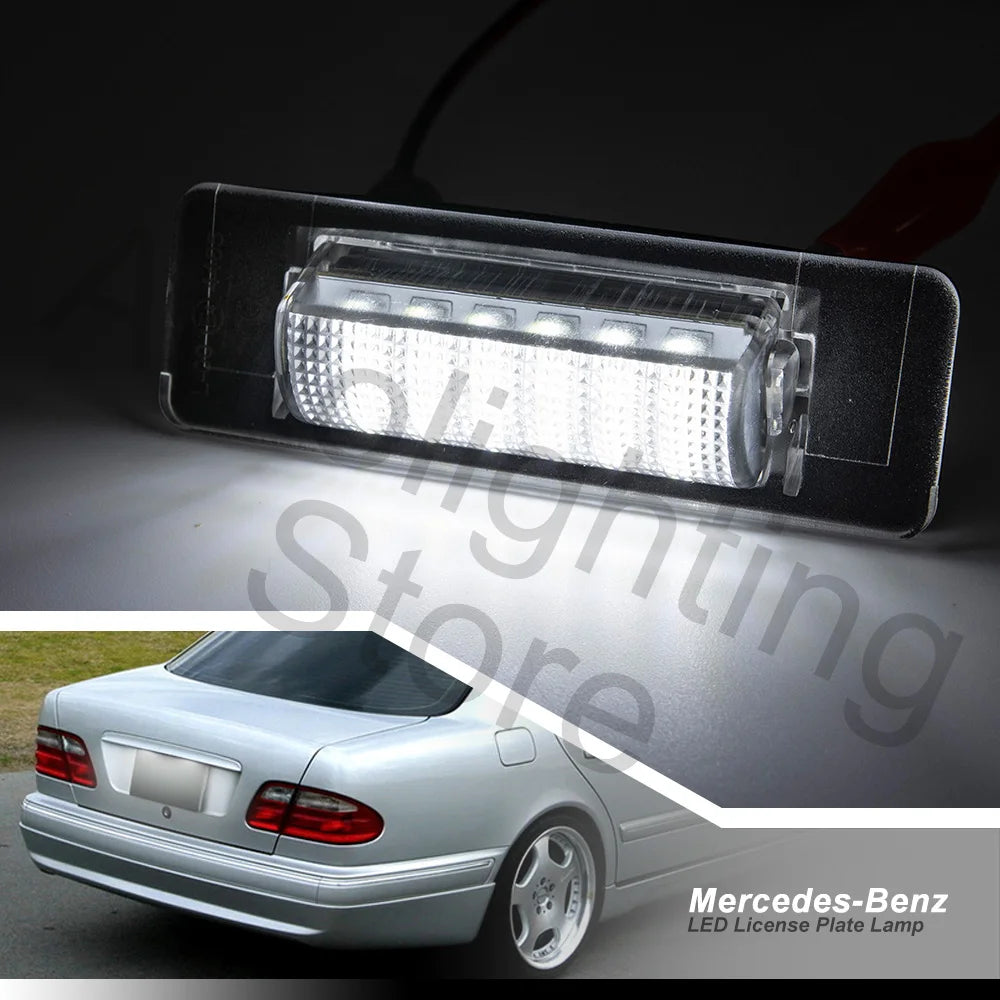 2pcs LED License Number Plate Light For Mercedes Benz E-Class E240 W210 C-Class W202 4Door Sedan Facelift FL 1997 1998 1999 2000