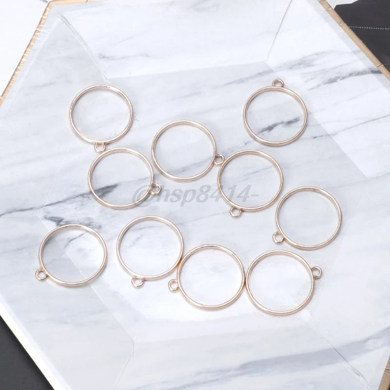 10Pcs Round Pendant Press Flower DIY UV Resin Blank Frame Bezel Jewelry Making