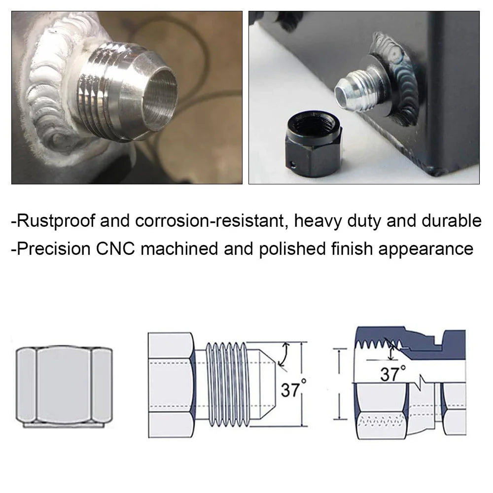 1PCS AN6 AN8 AN10 AN12 AN16 AN20 Male Billet Stainless Steel Straight Male Weld Fitting Adapter Weld Bung Nitrous Hose Fitting
