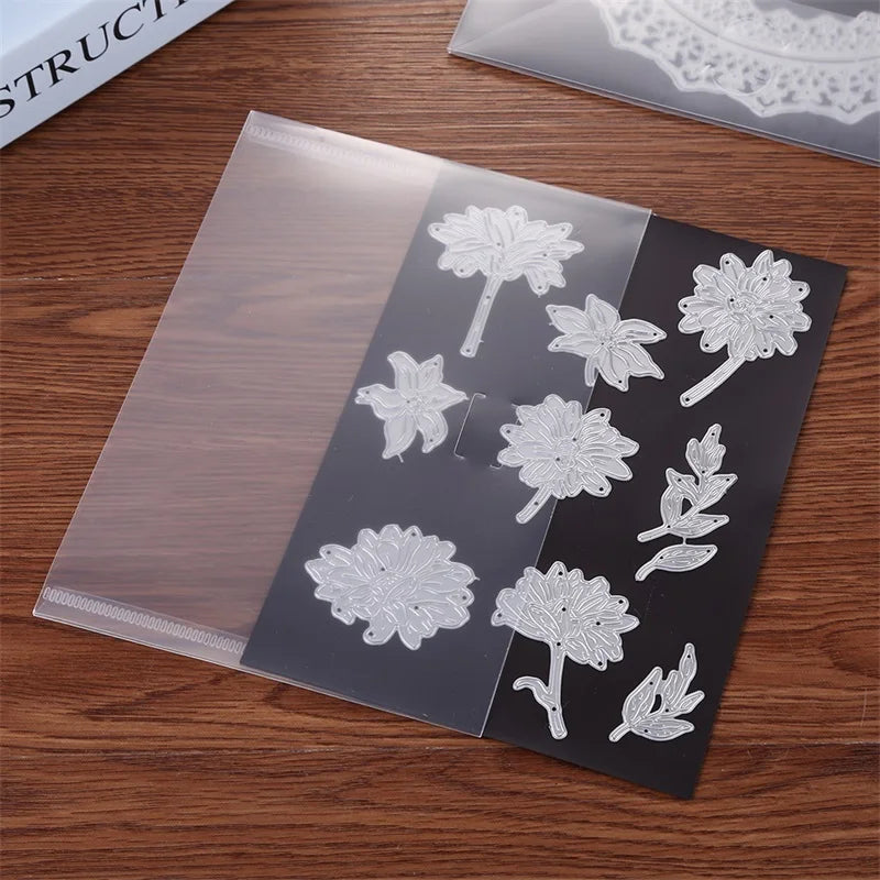 10pcs/set 0.3mm Magnetic Sheets & Plastic Folder Bags For Storage Cutting Dies Stamps Organizer Holders Transparent Bags 7x5inch