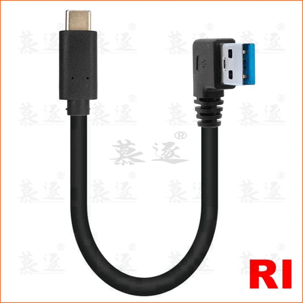 Gold-plated plug USB3.1 Type-C To USB 3.0 Type A 90 Degree Left & Right Angle Male To Male Adapter Cable 0.25m/25cm