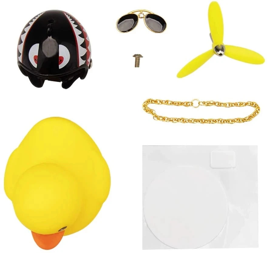 Cute Rubber Duck Toys Kids Toys Helmet Yellow Duck with Glue Propeller Baby Shark Toy Bath Toys Car Ornaments Car Decoration